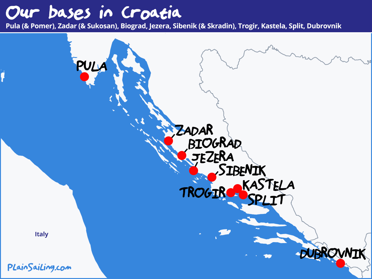Our Yacht Charter base in Croatia - Split, Dubrovnik, Zadar, Trogir, Kastela, Jezera, Biograd, Pula. Our Yacht Charter bases in Croatia - Split, Dubrovnik, Zadar, Trogir, Kastela, Jezera, Biograd, Pula